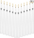 12 Pack Halloween Taper Candles - 10 Inch White Ghost Face Smokeless Candles, Long-Lasting 7+ Hour Burn, Premium Wax for Spooky Decor & Parties