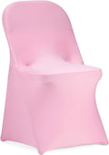 Peomeise Stretch Spandex Folding Chair Cover for Wedding Party Dining Banquet Event (Pink,12pcs)