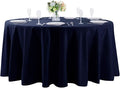 132 inch Round Tablecloth Washable Polyester Table Cloth Decorative Table Cover for Wedding Party Dining Banquet（132 inch,Navy）