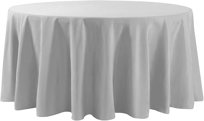 120 inch Round Tablecloth Washable Polyester Table Cloth Decorative Table Cover for Wedding Party Dining Banquet（120 inch,Silver）