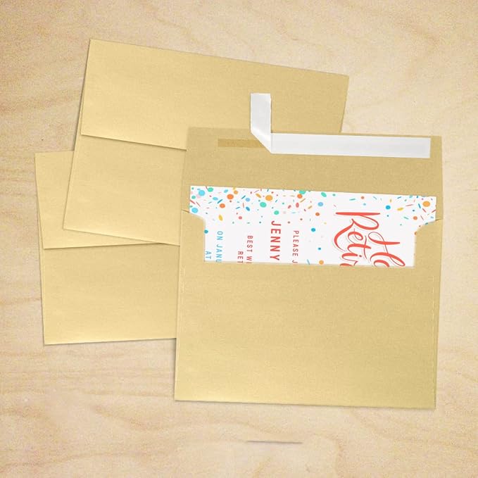 LUXPaper A7 Invitation Envelopes | Peel & Press | 5 1/4" x 7 1/4" | Blonde Metallic | 80lb. Text | 250 Qty