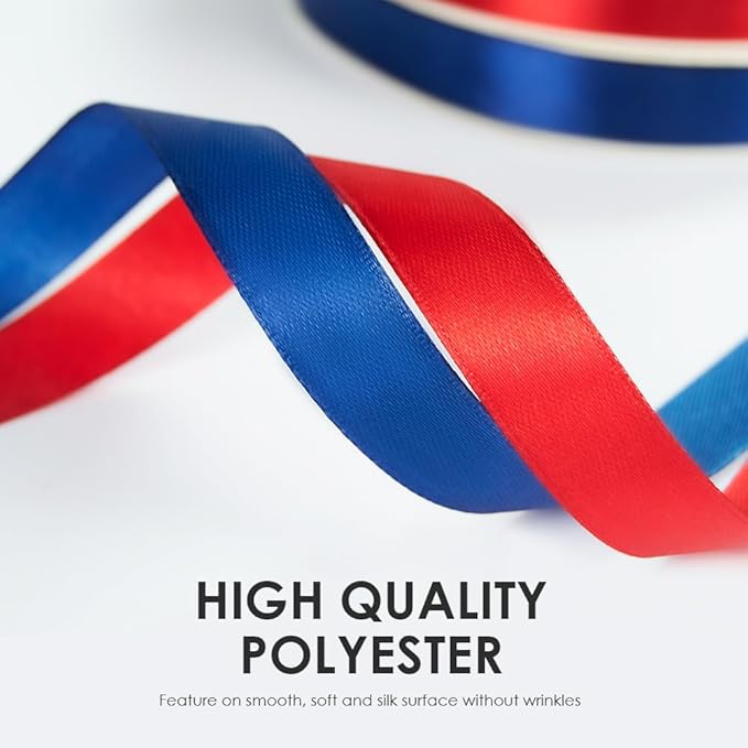 5/8" Wide x 100 Yards Single Face Polyester Satin Ribbon, Satin Ribbon for Crafts, Gift, Hair Bows, Wedding Party Decoration, Bow Making & Other Projects (Royal Blue)