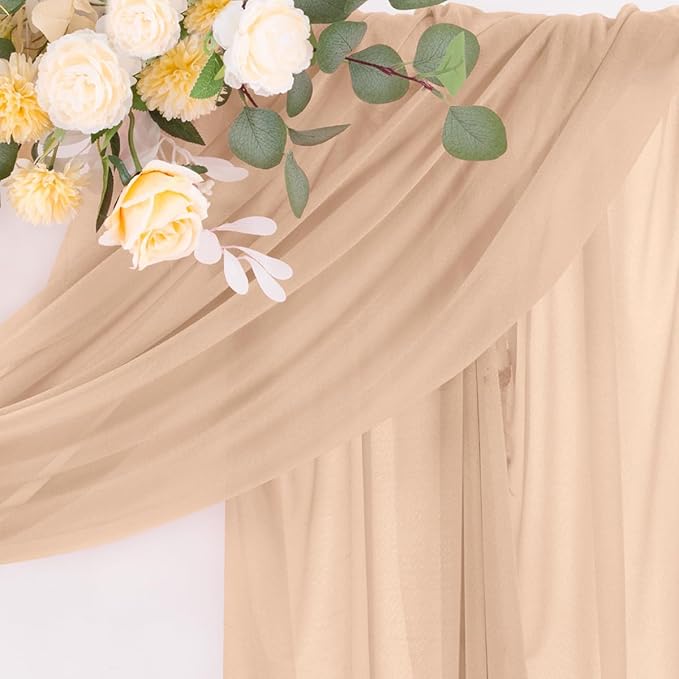Fall Nude Wedding Arch Draping Fabric 1 Panel 29" × 20FT Sheer Drapes Outdoor Curtain for Wedding Ceremony Baby Bridal Shower Arch Ceiling Backdrop Decor