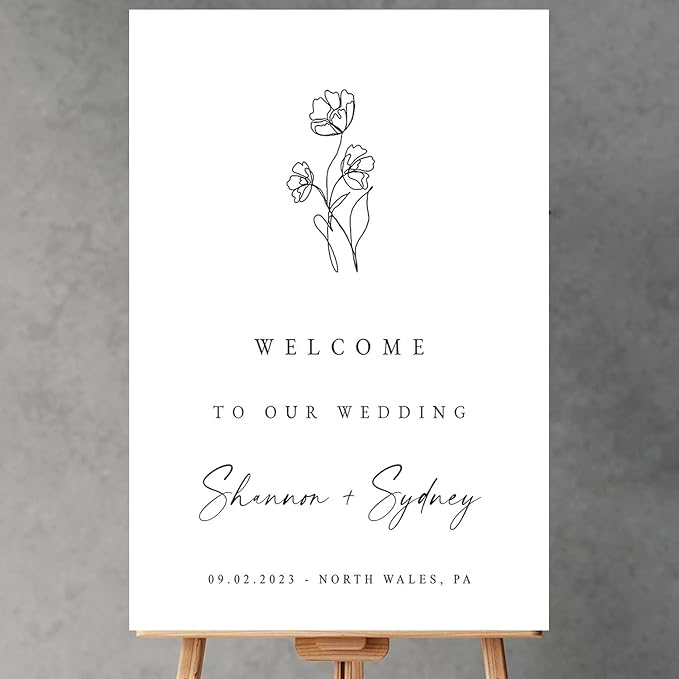 Botanical Minimalist Wedding Fine Art Wedding Welcome Signs, Welcome Sign Wedding, Customized Wedding Welcome Sign