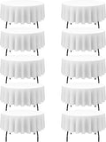 BRILLMAX 10 Pack White Round Tablecloths 90 Inch - Circle Bulk Linen Polyester Fabric Washable Table Cloth Cover for Wedding Reception Banquet Birthday Party Buffet Restaurant