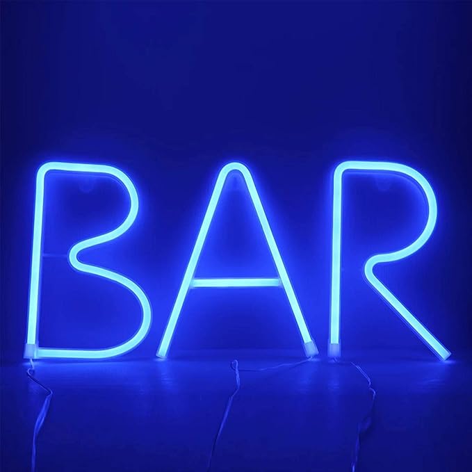 ENUOLI LED Blue Neon Letter Signs Night Light Battery or USB Operated LED Marquee Letters Neon Art Decorative Lights Wall Decor for Children Baby Room Christmas Wedding Party Decoration (E)
