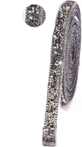 Rhinestone Ribbon 6 Yards Self Adhesive Rhinestone Strips Diamond Ribbon Sticker Crystal Roll Glitter Bling Rhinestones Tape for Crafting DIY Art Decoration (Jet Hematite,0.4 Inch)