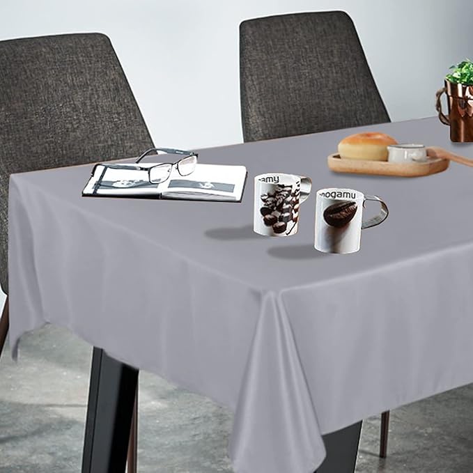 Fitable Rectangle Tablecloth Stain and Wrinkle Resistant Washable Polyester Table Cloth for Buffet Parties and Camping (54x120 inch, Light Grey)