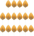 16pcs Golden Tree Leaf Folding Fan Cake Toppers - Elegant Boho Cake Decorations for Birthday Party, Wedding, and Anniversary - 4.33 * 1.96 * 0.39inch