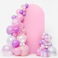 LEBENGURU Upgraded 6FT Wedding Arch Cover, Light Pink Spandex Fitted Arch Backdrop Cover, Round Top Chiara Stand Covers for Birthday Party Baby Shower Banquet Balloon Décor
