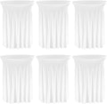 6 Pack Round Cocktail Tablecloth 32"x 43" Spandex Cocktail Table Skirt, Washable Stretch Fitted Table Covers for High Top Bar,Wedding,Party,Events (White)