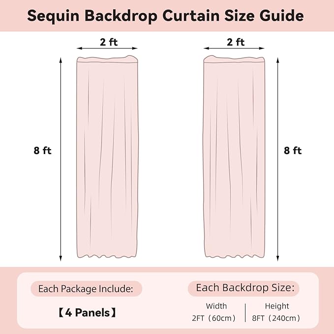 Sugargirl Lavender Purple Sequin Backdrop Curtain 4 Panels 2FTx8FT Glitter Lavender Background Drapes Sparkle Photography Backdrop for Party Wedding Birthday Wall Decoration