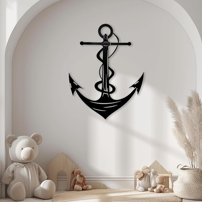 XXQ Anchor Metal Wall Decor, Anchor Metal Wall Art for Bedroom Living Room Dorm Antique Anchor Wall Decor Antique Metal Anchor Farmhouse Decor (Whhite, 35" x 53" / 90 x 135cm)