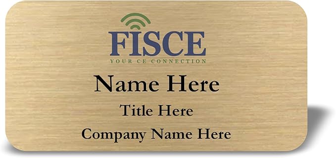 Custom Name Tag with Logo - Personalized Name Badge with Magnet Backing - Choose Your Size and Color (Gold Metal 3"x1.5" - Logo on Top)
