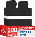 MESHA Kraft Gift Bags 200 Pack 5.25x3.75x8 Inch Small Black Paper Bags with Handles Bulk for Small Business,Birthday,Party,Wedding,Retial,Shopping Bag
