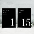 JINMURY Wedding Black Table Numbers 1-15 with Stands, 5"x7" Black Acrylic Table Numbers with White Font for Wedding Party Reception (1-15, 5"x7")