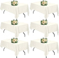 Ivory 6 Pack Polyester Table Cloth 60 x 126 Inch, Rectangle Tablecloths for 6 Foot Tables Washable Table Cloth for Party Wedding