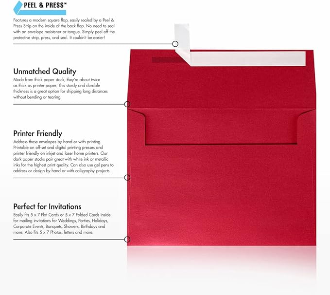 LUXPaper A7 Invitation Envelopes | Peel & Press | 5 1/4" x 7 1/4" | Jupiter Metallic | 80lb. Text | 250 Qty
