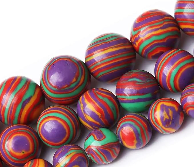 Painted Peacock Turquoise Stone Beads Gemstone Round Crystal Energy Jade Stone Beads for Jewelry Making DIY Bracelet Necklace Jewelry Making 1 Strand 15.5inch 4MM