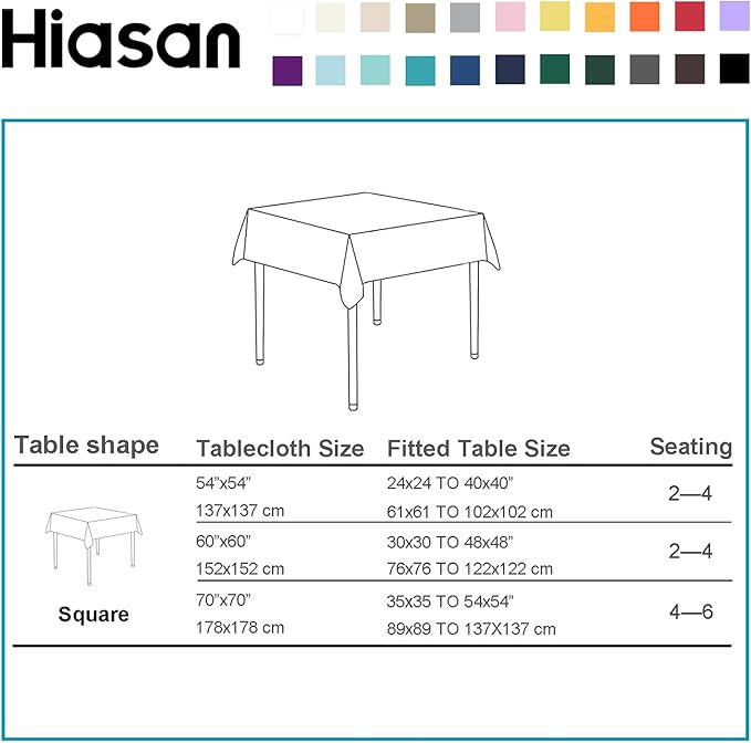 Hiasan Small Tablecloth for Square Tables - Waterproof and Spillproof Washable Christmas Fabric Table Cloth for Dining Room Kitchen Party (Burgundy, 40 x 40 Inch)