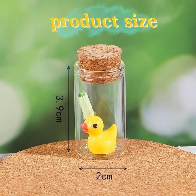 Tiny Duck Message in a Bottle with Wishing Paper – Romantic Gift for Husband, Wife, Boyfriend, Girlfriend – Perfect for Anniversary, Valentine, or Just Because