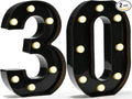 Pooqla Decorative Led Light Up Number Letters, Black Plastic Marquee Number Lights Sign for 30th Birthday Party Wedding Decor Battery Operated Black Decoration 30