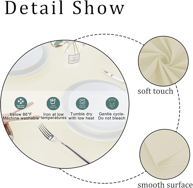 Fitable Rectangle Tablecloth Stain and Wrinkle Resistant Washable Polyester Table Cloth for Buffet Parties and Camping (54x108 inch, Ivory)