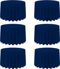 BRILLMAX 6 Pack Navy Blue Round Tablecloths 108 Inch - Circle Bulk Linen Polyester Fabric Washable Table Cloth Cover for Wedding Reception Banquet Birthday Party Buffet Restaurant