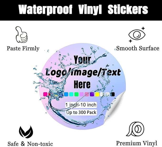 Custom Stickers for Weddings, Birthdays & Businesses - Personalized Labels with Your Logo - Waterproof, Fade and Heat Resistant - Pack of 100-1000 (Wreath P, 4 Inch)
