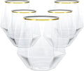 Goodluck 40 PCS Diamond Stemless Plastic Wine Whiskey Glasses, 12 Oz Disposable Cocktail Glasses, Suitable for Weddings, Birthday Parties, Family Gatherings, Bars, etc （Gold rimmed cups）