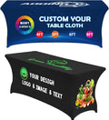 Custom Table Cloth with Business Logo 4FT 5FT 6 FT 8 FT Spandex Customized Table Cover Stretch for Tradeshow Events Birthday Wedding Anniversary Mantel Personalized Table Cloth (4FT)