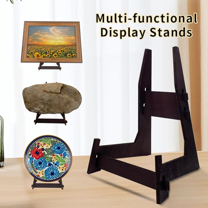 13 Inch Wooden Display Stand - Picture Frame, Easel, Book, Plate Holder (1PCS)
