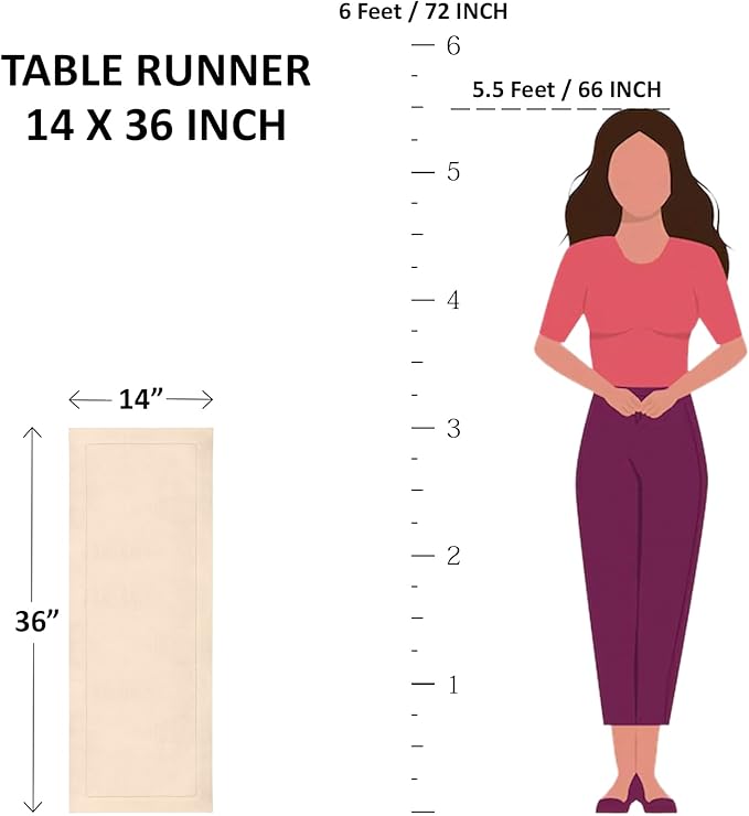Solino Home Linen Hemstitch Table Runner 36 Inches - Cotton Linen Small Table Runner 14 x 36 Inch Ideal for Dresser and Coffee Tables - Fall, Autumn, Halloween, Thanksgiving, Christmas