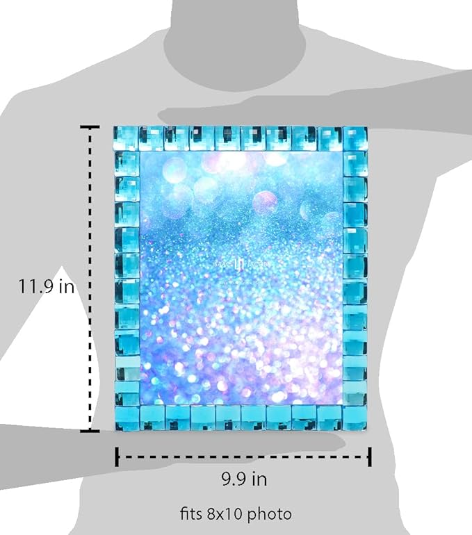 Isaac Jacobs Decorative Sparkling Turquoise Jewel Picture Frame, Photo Display & Home Décor (8x10, Turquoise)