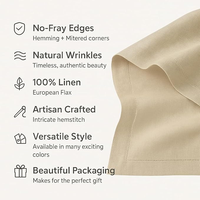Linen Table Runner 14 x 72 Inch Long - 100% Pure Linen Christmas Red Table Runner - Cloth Fabric Hemstitch Runner for Thanksgiving, Christmas, Winter, New Year - Elara