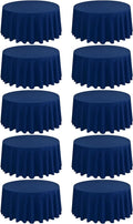 10 Pack Round Tablecloths - 120 Inch, Navy Blue Polyester Table Cover for Round Table, Stain and Wrinkle Resistant Washable Fabric Tablecloth, Polyester Tablecloth for Wedding Banquet Parties