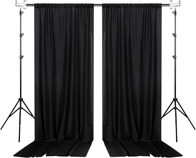 Black Backdrop Curtain for Party, Halloween Backdrop Rod Pocket Photo Drapes Panels Fabric Curtain Backdrop Black Birthday Party Decor for Boys Teens Men,5ft x 8ft, 2 Panels