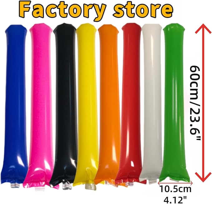 48pcs Round Head Boom Sticks Thunder Sticks Cheering Sticks Team Spirit Plastic Cheerleading Spirit Stick Clapper Inflatable Noise Maker Sports Supply (Blue)