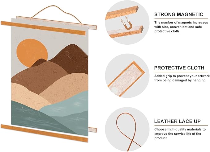 22x34 22x28 Poster Frame, Magnetic Light Wood Frame Hanger for Photo Picutre Canvas Artwork Art Print Wall Hanging (1 Pack, 22")