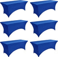 6-Pack 6ft Spandex Table Covers for Rectangle Standard Folding Tables - Wrinkle Resistant Stretch Tablecloths - Ultimate Fitted Table Protector for Parties, Trade Shows, Wedding