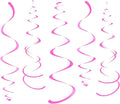 Hot Pink Party Hanging Swirl Decorations Plastic Streamer for Ceiling, Pack of 28