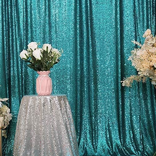 Eternal Beauty Teal Sequin Backdrop, 6x8 Ft Glitter Background Curtains for Shimmer Photography Party Wedding Birthday Back Drop Decor