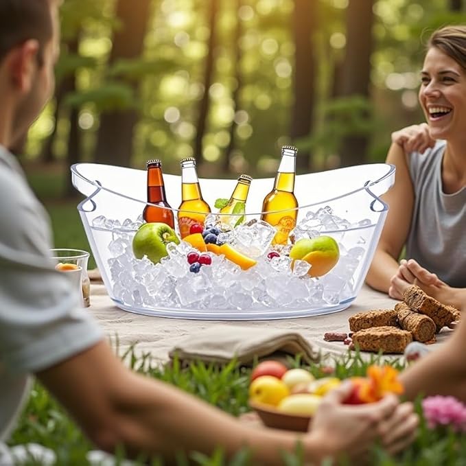 2pcs 5.5L Ice Bucket with 1pc Scoops and 1 Wine beer Bottle Opener,Large Clear Acrylic Ice Bucket for for Wine Champagne Mimosa Cocktail Bar Picnic Fruit Storage Basket (2PCS 5.5L)