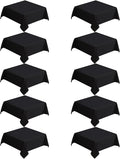 VidaFete Square Tablecloth 10 Pack52 x 52 Inch Tablecloths Stain Wrinkle Resistant Polyester Dining Table Cover for Kitchen Dinning Party Wedding Rectangular Tabletop Buffet Decoration(Black)