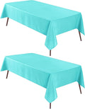 Hiasan 2 Pieces Solid Square Tablecloth - Waterproof and Spillproof Washable Polyester Fabric Table Cloth for Kitchen and Dining Room, Aqua, 54 x 54 Inch