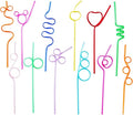 24 Pcs Silly Crazy Straws for Kids Reusable Plastic Loop Curly Crazy Drinking Straws for Classroom Activities Valentines Day Gift Christmas Birthday Wedding Party Supplies Decoration