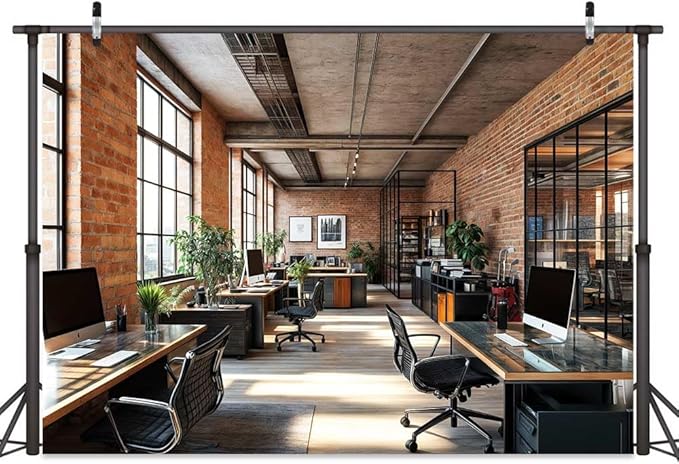 8X8ft Office Video Photo Backdrop Photography Background for Recording Conference, Zoom Home Podcast Backdrops Photo Booth Prop Decorations Wall Decor Tablecloth