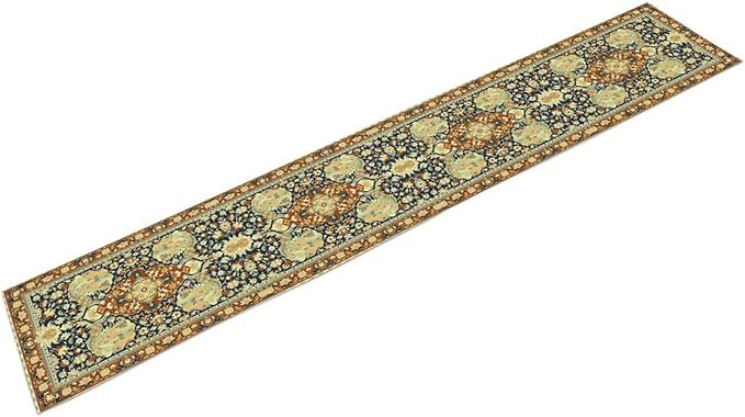 Vintage Boho Floral Table Runner, Elegant Luxurious Rustic Country Farmhouse Navy Blue Gold Retro Flower Pattern for Home Kitchen Table Decor Dining Coffee Room Party Decor 13x120in