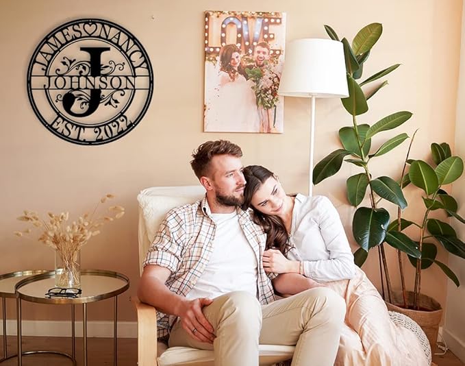 Personalized Family Name Sign Last Name Signs for Home Custom Metal Sign Metal Name Signs Personalized Metal Signs Monogram Wall Decor Anniversary Gifts Personalized Wedding Gifts