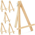 Juvale Mini Easel Stand - 7 in, Light Brown Lotus Wood, 6-Pack - Table & Desktop Display Stand - Place Card Holder & Photo Display